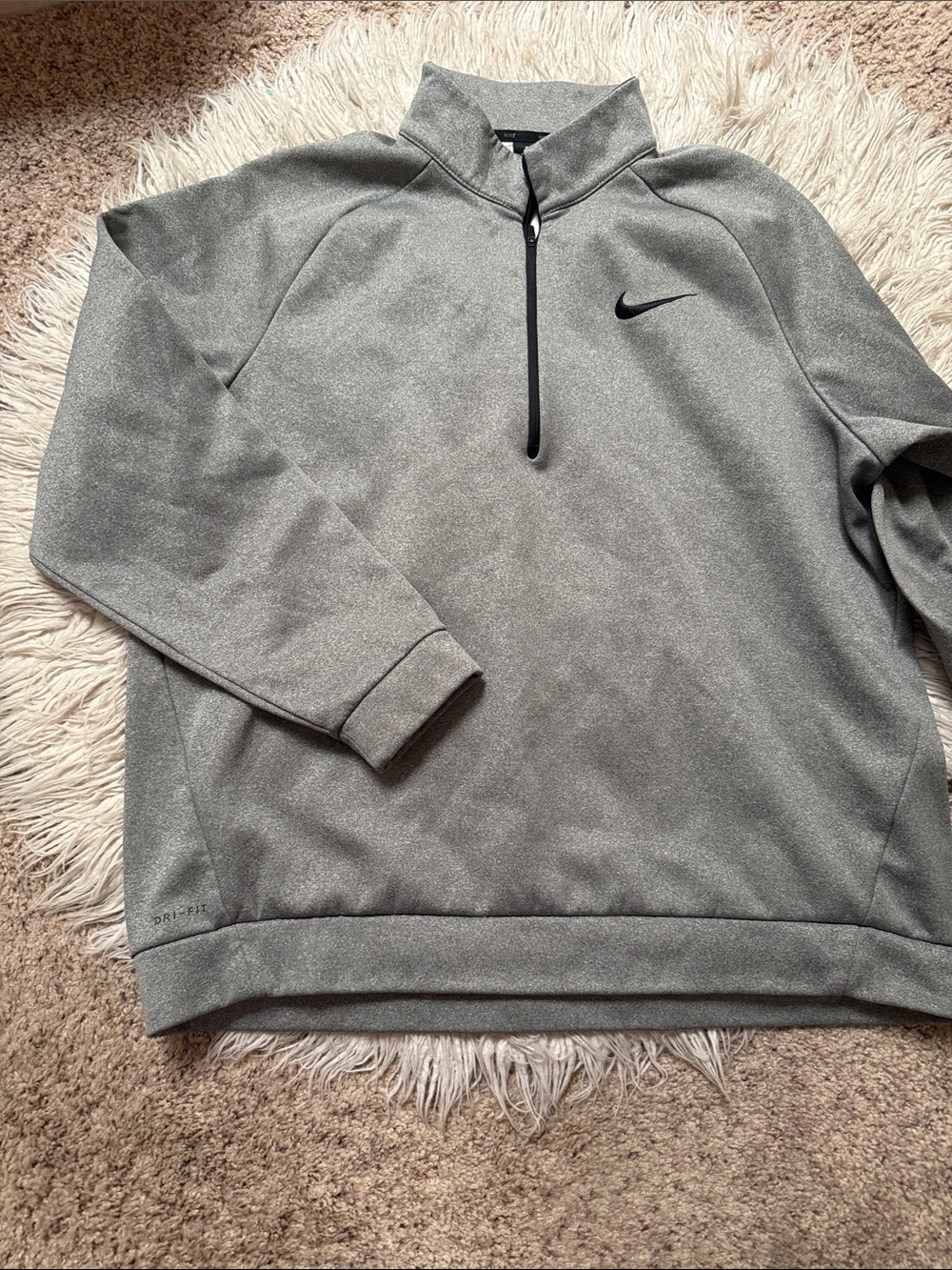 Nike Heather Gray Half-Zip Pullover with Black Swoosh